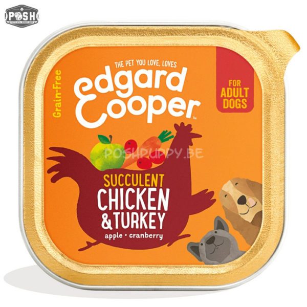ADULT Kip & kalkoen met appel, veenbes & wortel 150g  Granen vrij